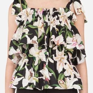 Dolce & Gabbana lily-print poplin top